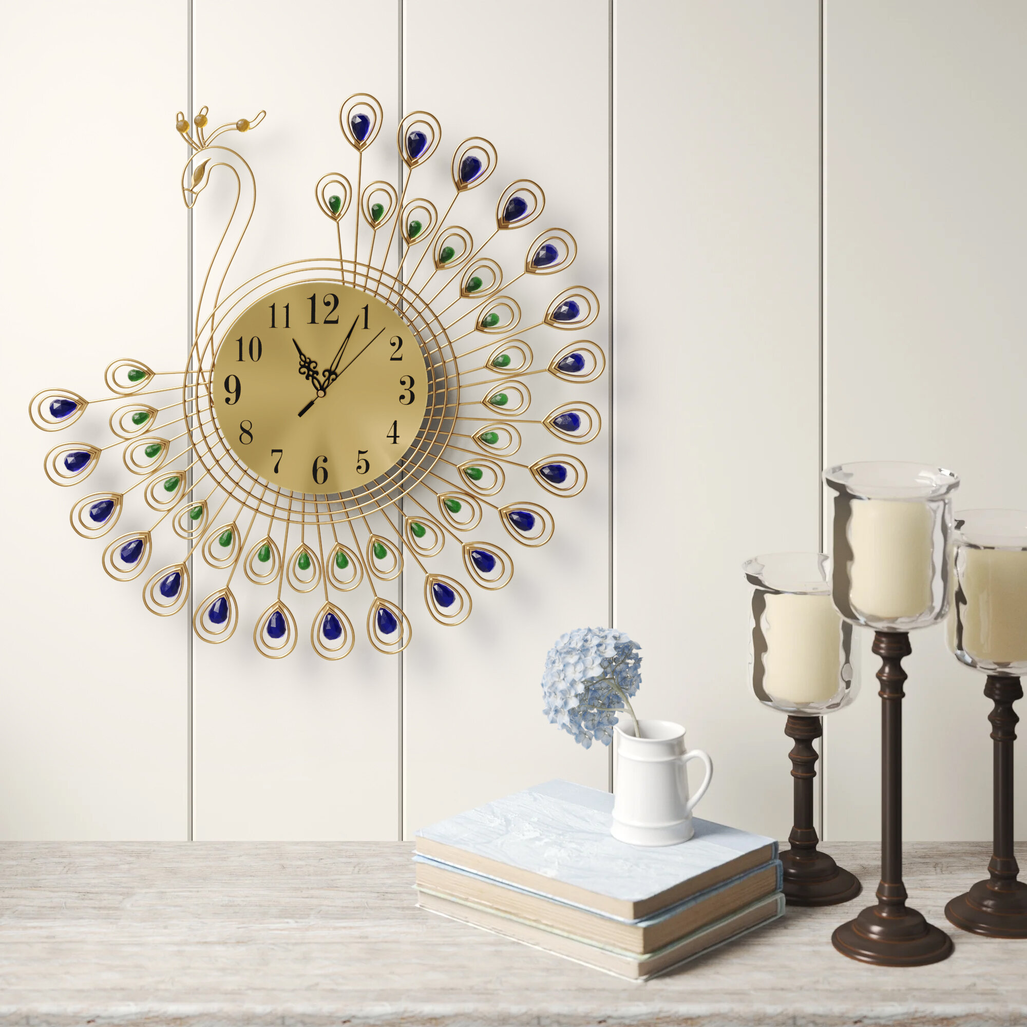 Wall newest clock & candle stick holders 3 piece set